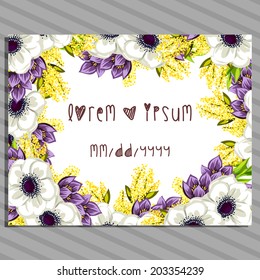 Wedding invitation cards with floral elements.