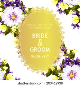 Wedding invitation cards with floral elements