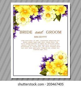 Wedding invitation cards with floral elements