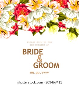 Wedding invitation cards with floral elements