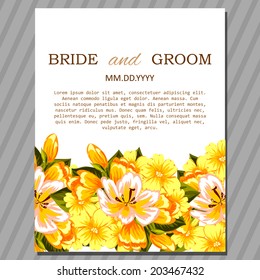 Wedding invitation cards with floral elements