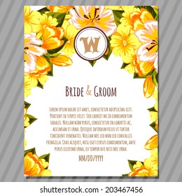 Wedding invitation cards with floral elements