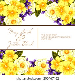 Wedding invitation cards with floral elements