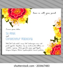 Wedding invitation cards with floral elements