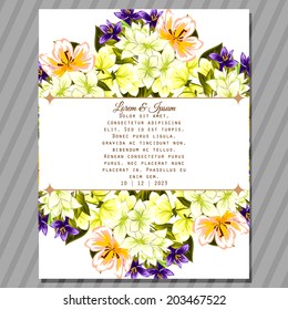Wedding invitation cards with floral elements