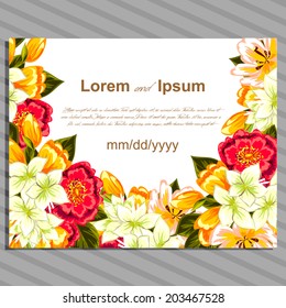 Wedding invitation cards with floral elements