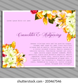 Wedding invitation cards with floral elements