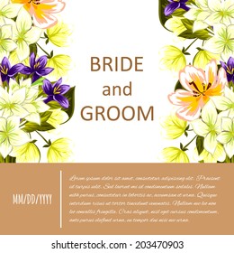 Wedding invitation cards with floral elements