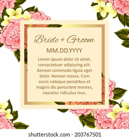 Wedding invitation cards with floral elements.