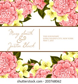 Wedding invitation cards with floral elements.