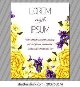 Wedding invitation cards with floral elements.