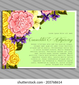 Wedding invitation cards with floral elements