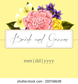 Wedding invitation cards with floral elements