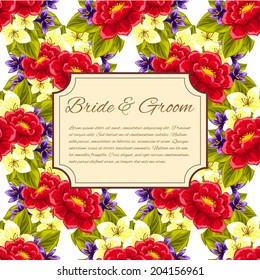 Wedding invitation cards with floral elements