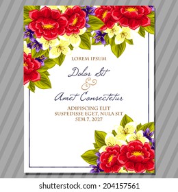 Wedding invitation cards with floral elements