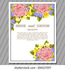 Wedding invitation cards with floral elements