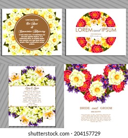 Wedding invitation cards with floral elements