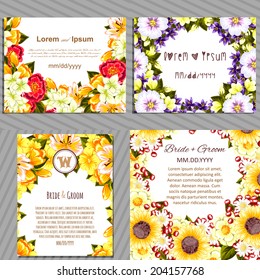 Wedding invitation cards with floral elements