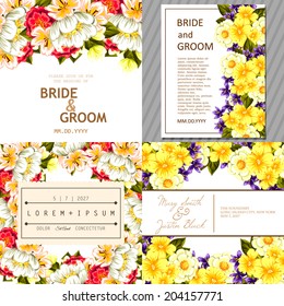 Wedding invitation cards with floral elements