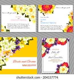 Wedding invitation cards with floral elements