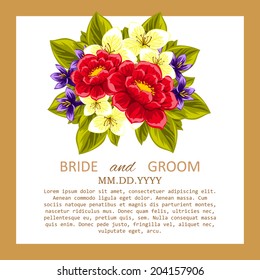 Wedding invitation cards with floral elements