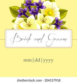 Wedding invitation cards with floral elements
