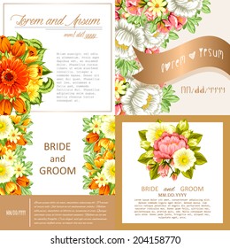 Wedding invitation cards with floral elements