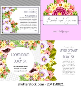 Wedding invitation cards with floral elements