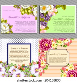 Wedding invitation cards with floral elements