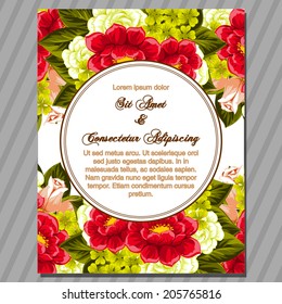 Wedding invitation cards with floral elements
