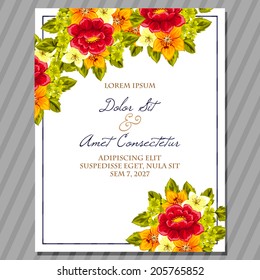 Wedding invitation cards with floral elements