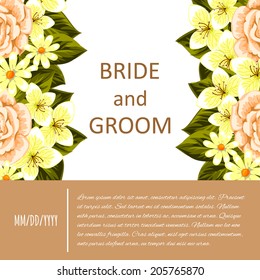 Wedding invitation cards with floral elements