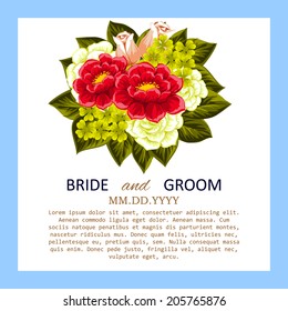 Wedding invitation cards with floral elements
