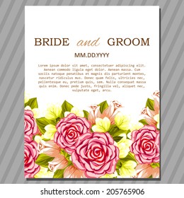 Wedding invitation cards with floral elements