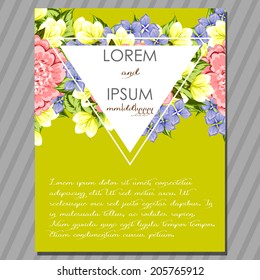 Wedding invitation cards with floral elements