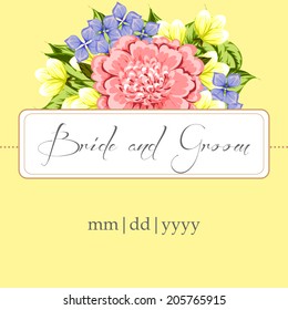 Wedding invitation cards with floral elements