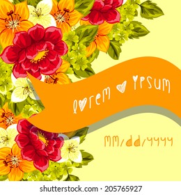 Wedding invitation cards with floral elements
