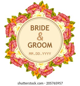 Wedding invitation cards with floral elements