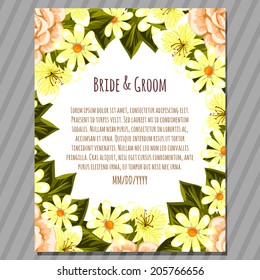 Wedding invitation cards with floral elements