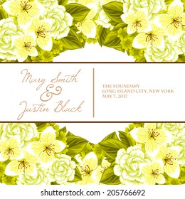 Wedding invitation cards with floral elements