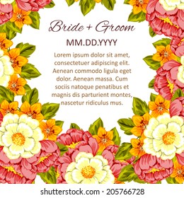 Wedding invitation cards with floral elements