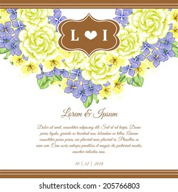 Wedding invitation cards with floral elements