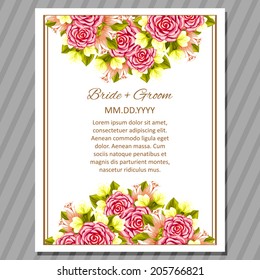 Wedding invitation cards with floral elements
