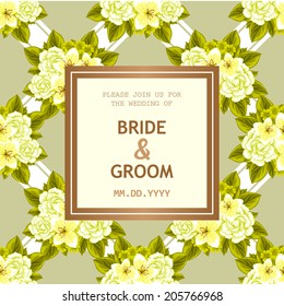 Wedding invitation cards with floral elements