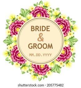 Wedding invitation cards with floral elements