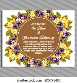 Wedding invitation cards with floral elements