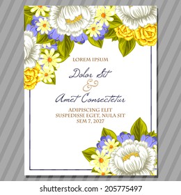 Wedding invitation cards with floral elements