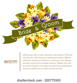Wedding invitation cards with floral elements