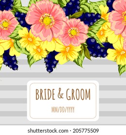 Wedding invitation cards with floral elements
