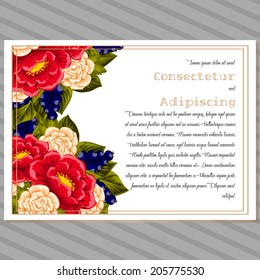 Wedding invitation cards with floral elements